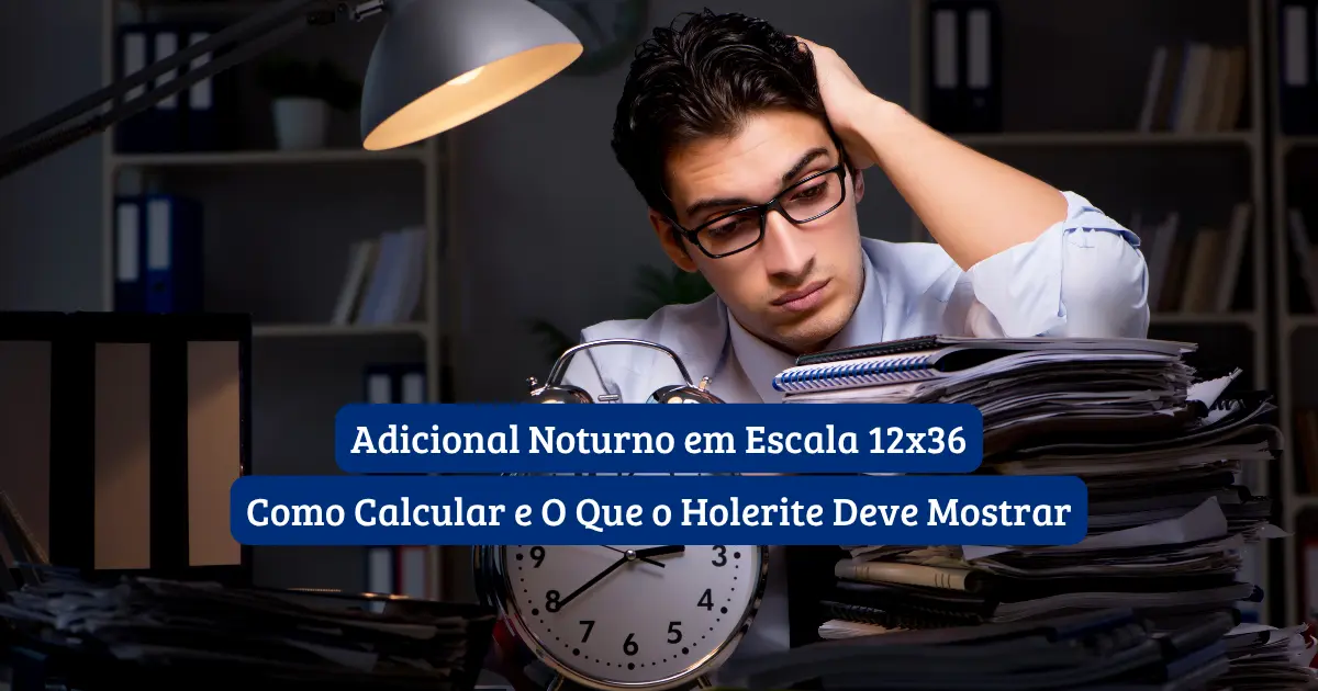 Adicional Noturno em Escala 12x36: Como Calcular e O Que o Holerite Deve Mostrar 1 'Trabalhador em escala 12x36 verificando adicional noturno e hora noturna reduzida no holerite CLT Art 73
